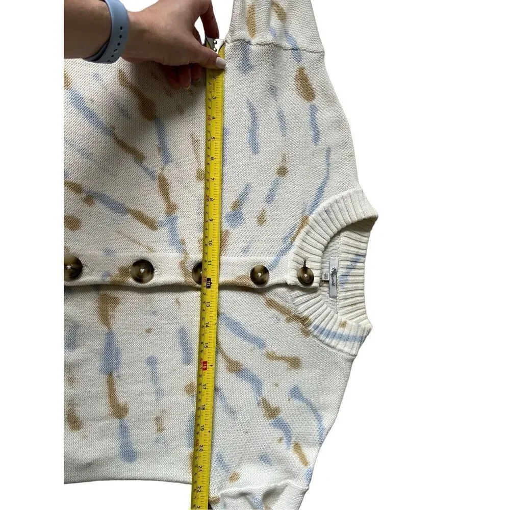 NWOT‎ Tie-Dye Broadway Cardigan Sweater size XXS Button Front Tan Cream Blue